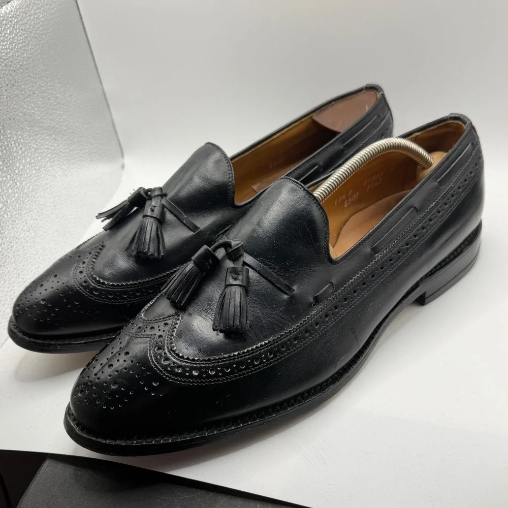 Allen Edmonds Manchester Black Leather Wingtip Tassel Loafers Sz Mens 11.5 D